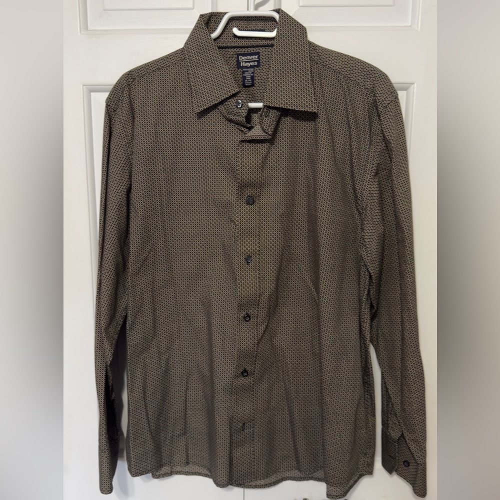 Denver Hayes Brown Patterned Button Down Shirt - XL. EUC